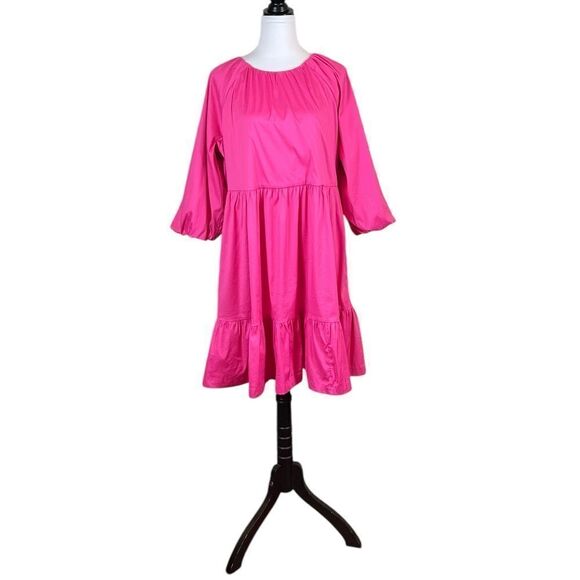 Chico’s Women’s Bahamian Pink Balloon Sleeve Dress, Size 12 (Chico’s 2), NWT - Picture 1 of 12